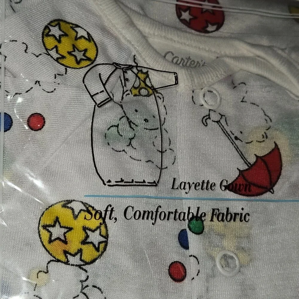 2 VTG NOS Carter's Bear Ball Balloon Lot Layette Gown Hooded Towel NEW/SEALED